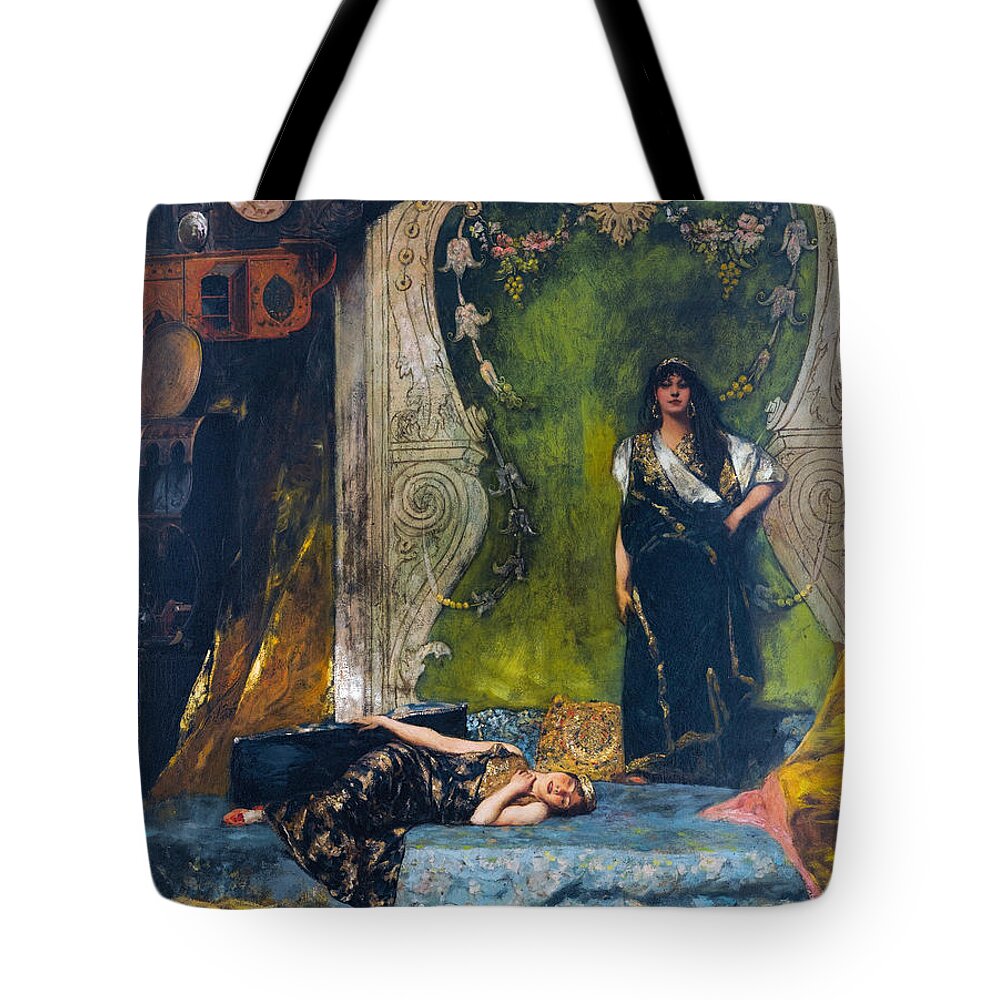 Jean-joseph Benjamin-constant Tote Bag featuring the painting Afternoon Langour by Jean-Joseph Benjamin-Constant