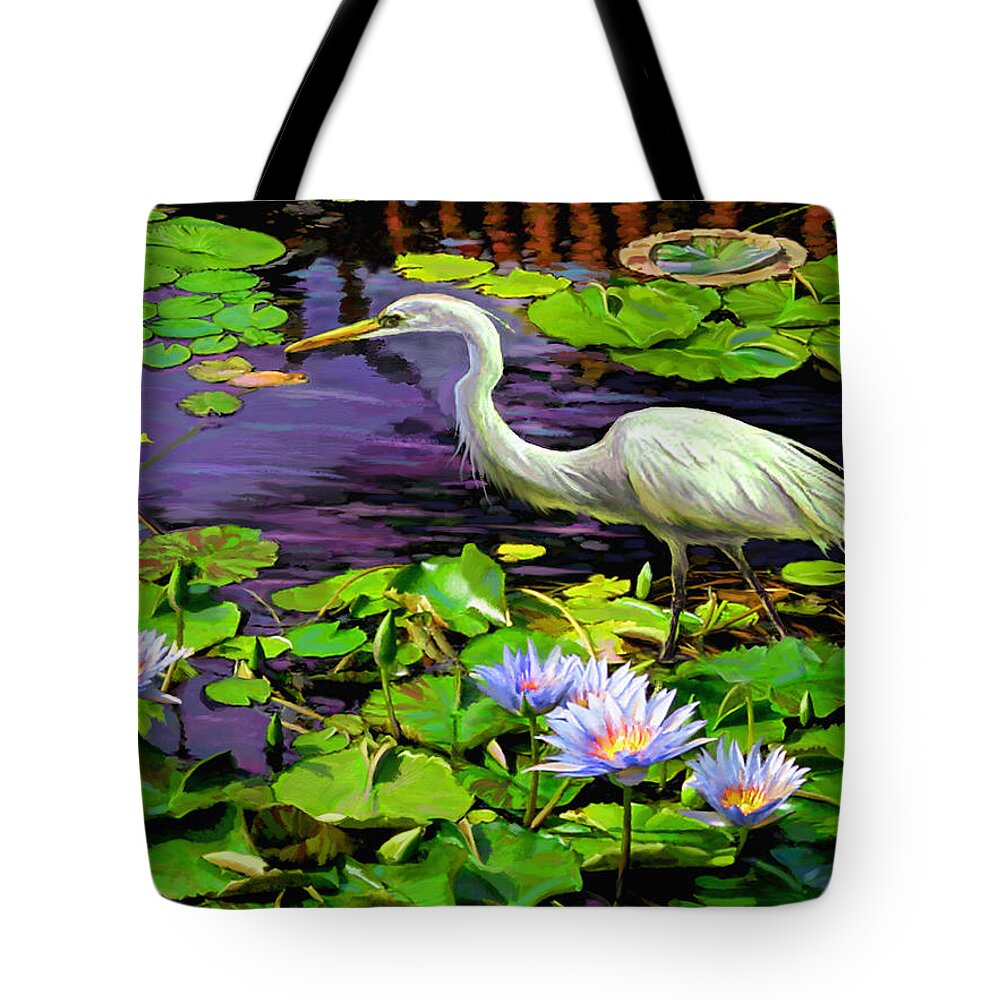 Water Birds Tote Bag featuring the painting Afternoon Snack by David Van Hulst