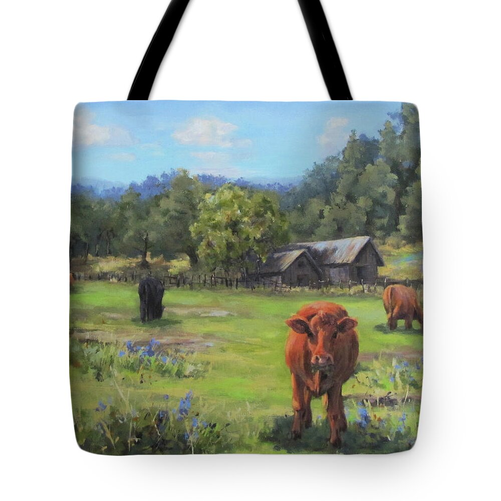 Rural Tote Bag featuring the painting Afternoon Snack by Karen Ilari