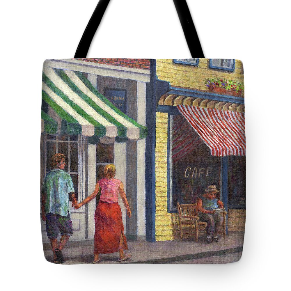 Couple Tote Bag featuring the painting Afternoon Stroll by Susan Savad