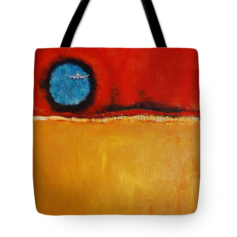 Plane Tote Bag featuring the painting Blue Moon In Your Eye by Jean Cormier
