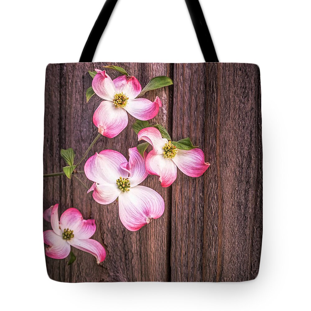 Dogwood Tote Bag featuring the photograph Against the Barn Wall by Steph Gabler