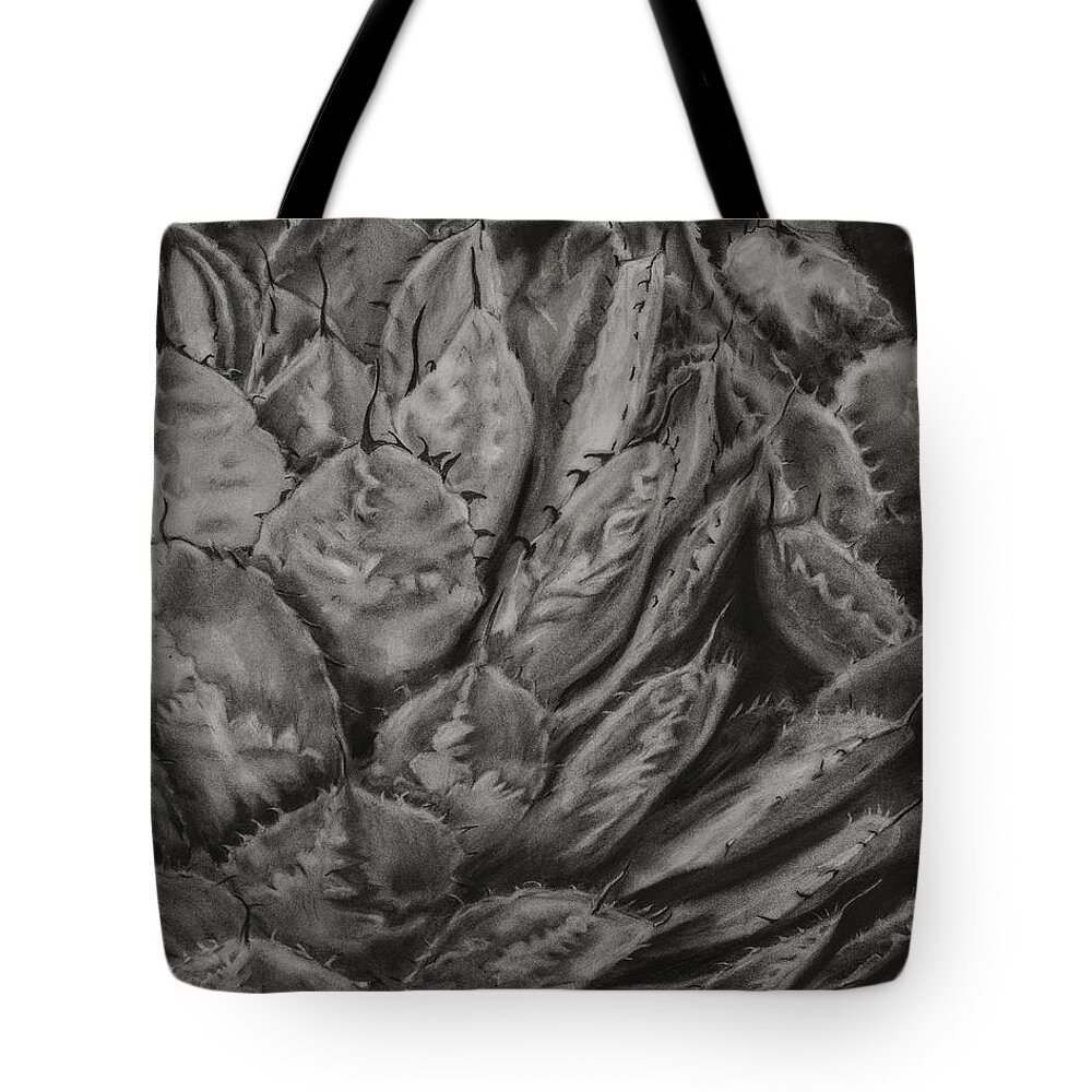 Agave Tote Bag featuring the drawing Agave Cactus by Sheila Johns