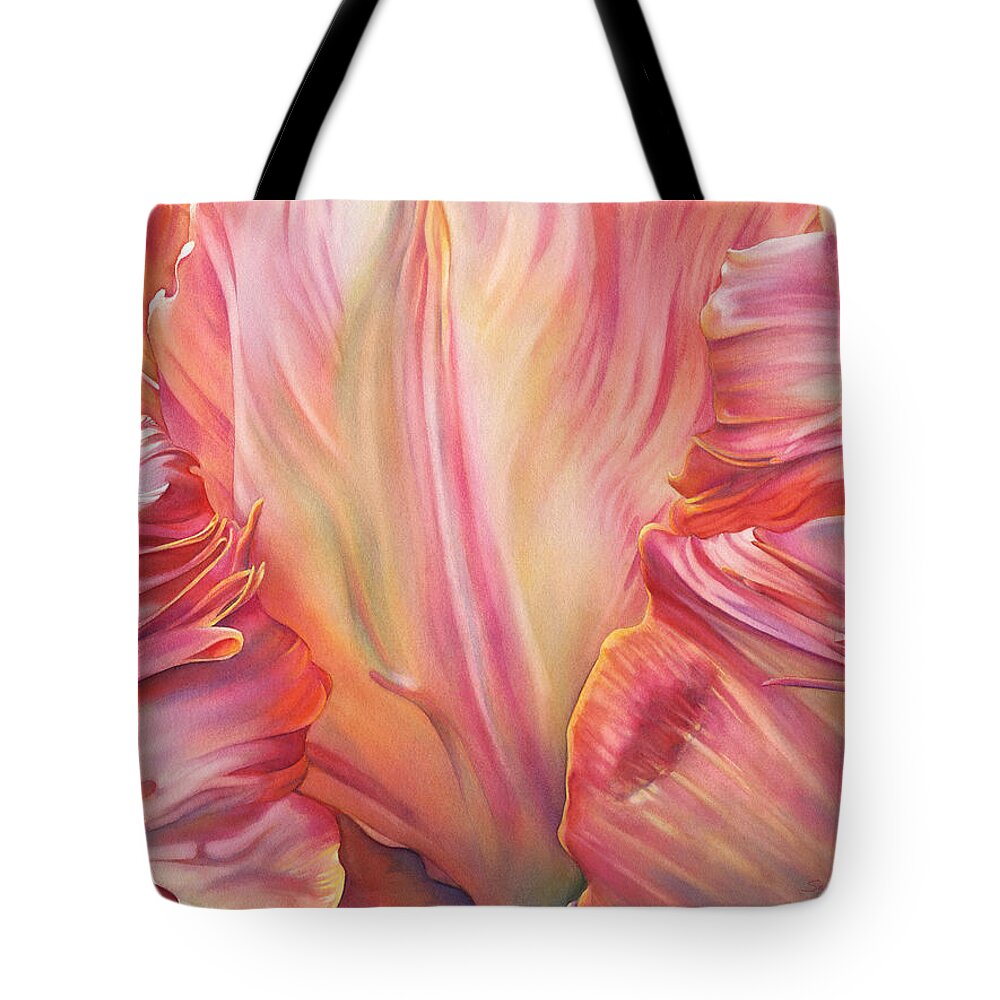 Flower Tote Bag featuring the painting Aglow by Sandy Haight