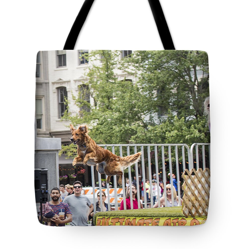 Water Tote Bag featuring the photograph Air Dog 3 by Bill Linhares