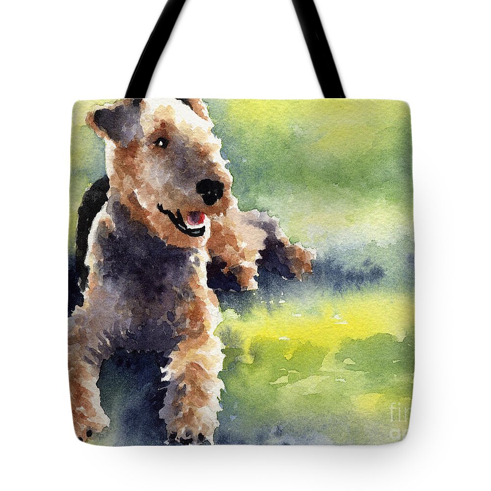 Airedale Tote Bag featuring the painting Airedale Terrier by David Rogers