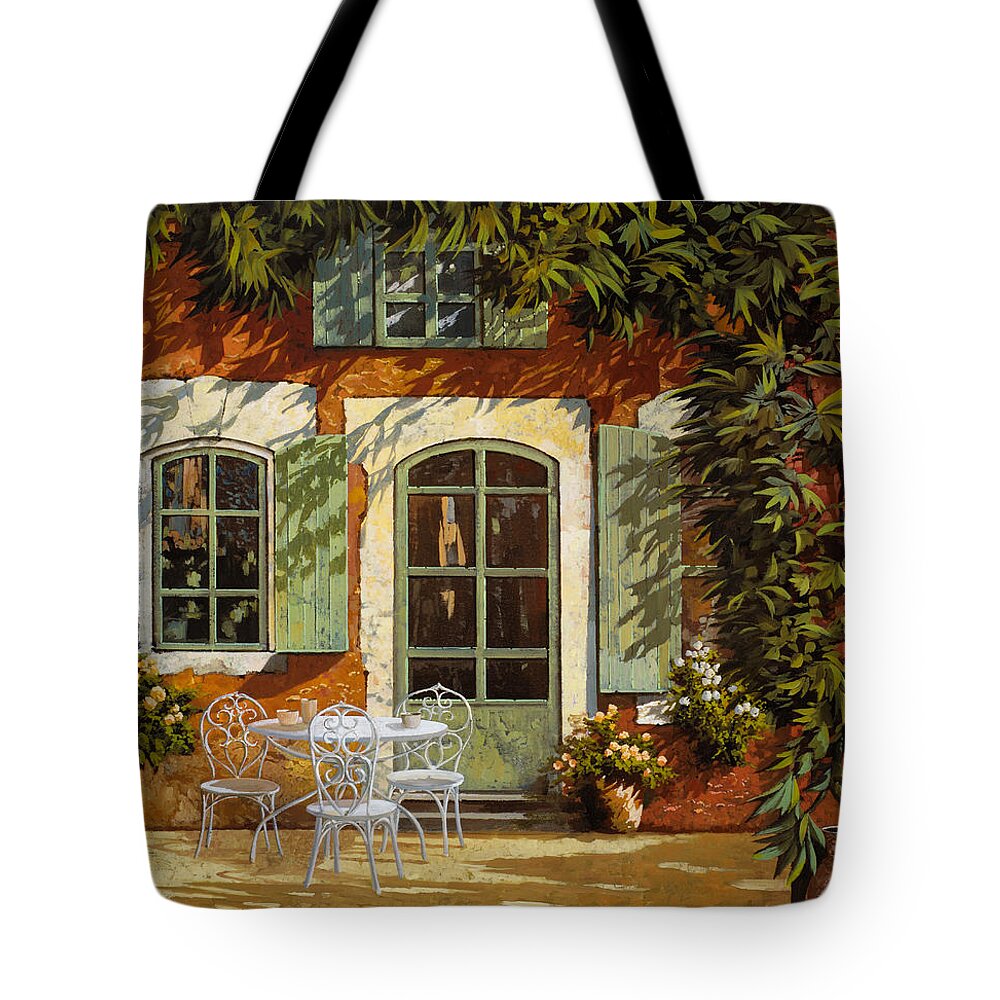 Landscape Tote Bag featuring the painting Al Fresco In Cortile by Guido Borelli