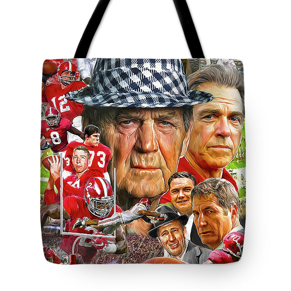 Alabama Football Tote Bag featuring the painting Alabama Crimson Tide by Mark Spears