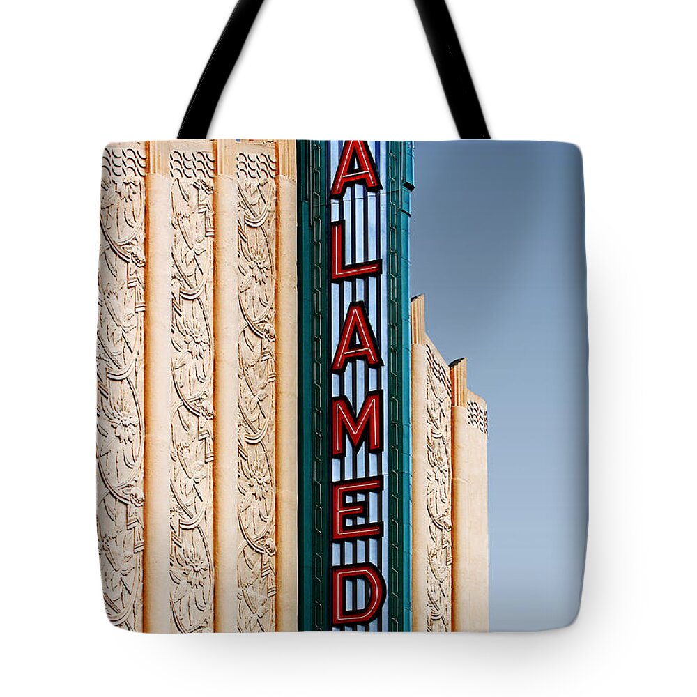 Theater Tote Bag featuring the photograph Alameda Movie Theater . Alameda California by Wingsdomain Art and Photography