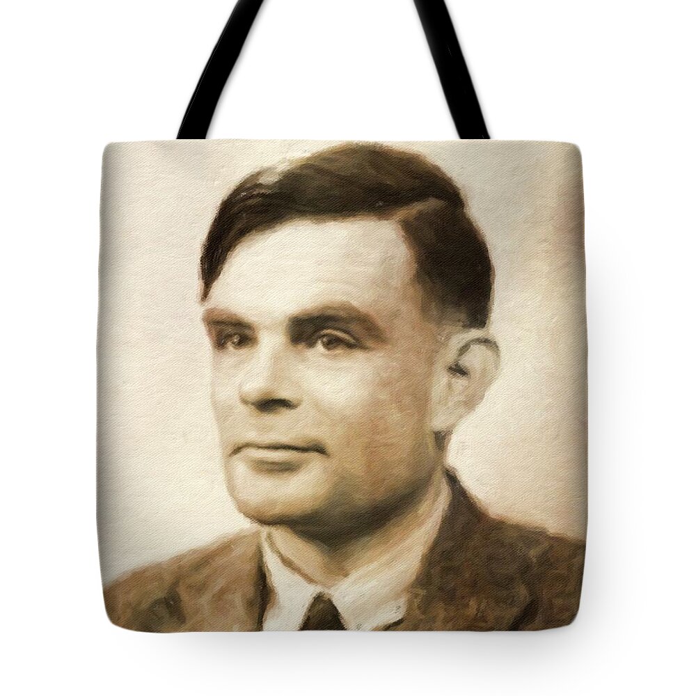 Writer Tote Bag featuring the painting Alan Turin, Genius by Mary Bassett by Esoterica Art Agency