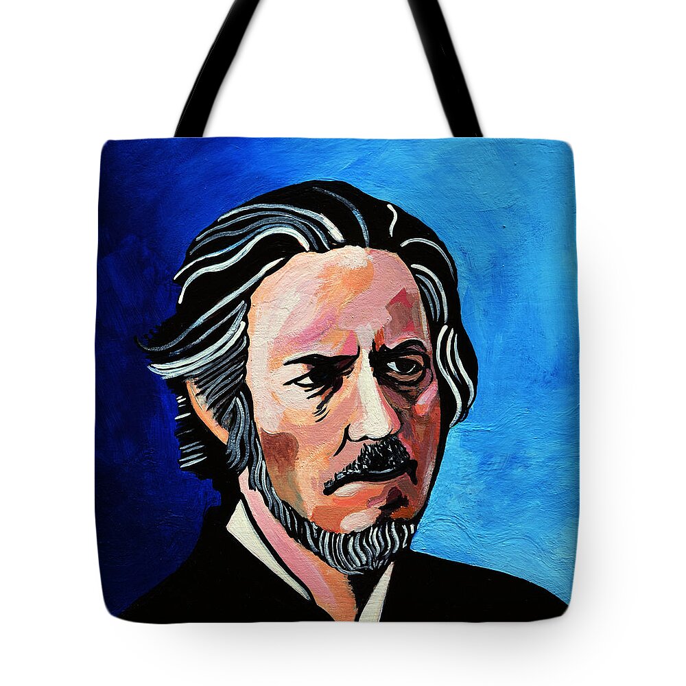 Alan Watts Tote Bag featuring the painting Alan Watts by Stephen Humphries