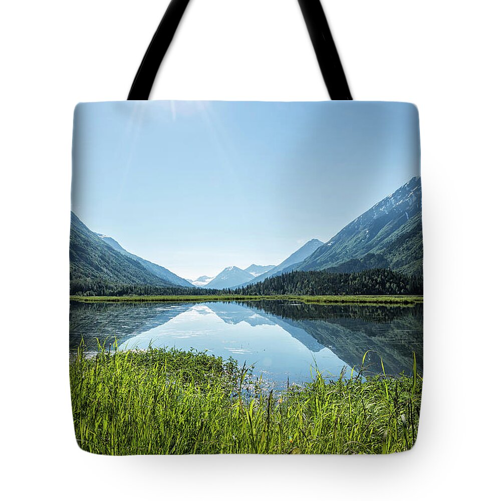 Tern Lake Tote Bag featuring the photograph Alaska Summer Light on Tern Lake by Belinda Greb