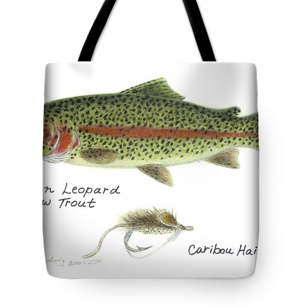 Alaskan Leopard Rainbow Trout wth Caribou Hair Mouse Fly Tote Bag