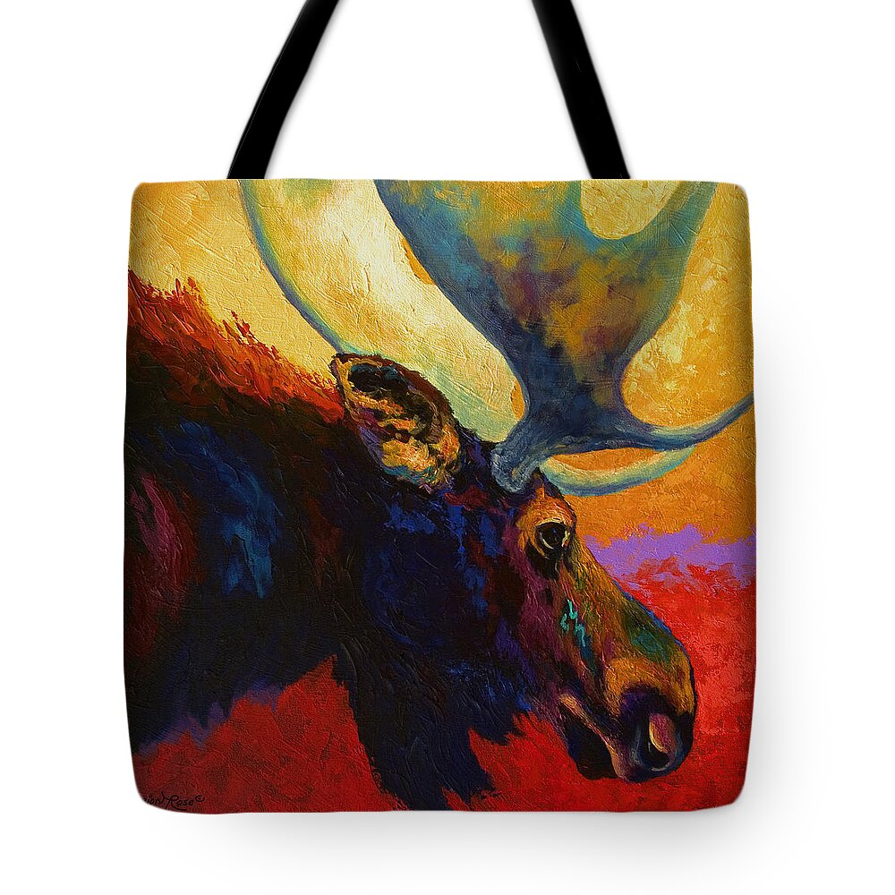 Moose Tote Bag featuring the painting Alaskan Spirit - Moose by Marion Rose