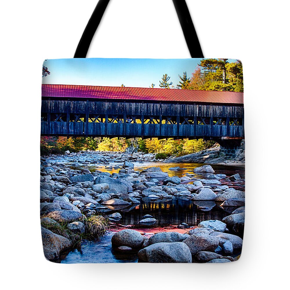 #jefffolger #vistaphotography Tote Bag featuring the photograph Albany covered Bridge reflection by Jeff Folger