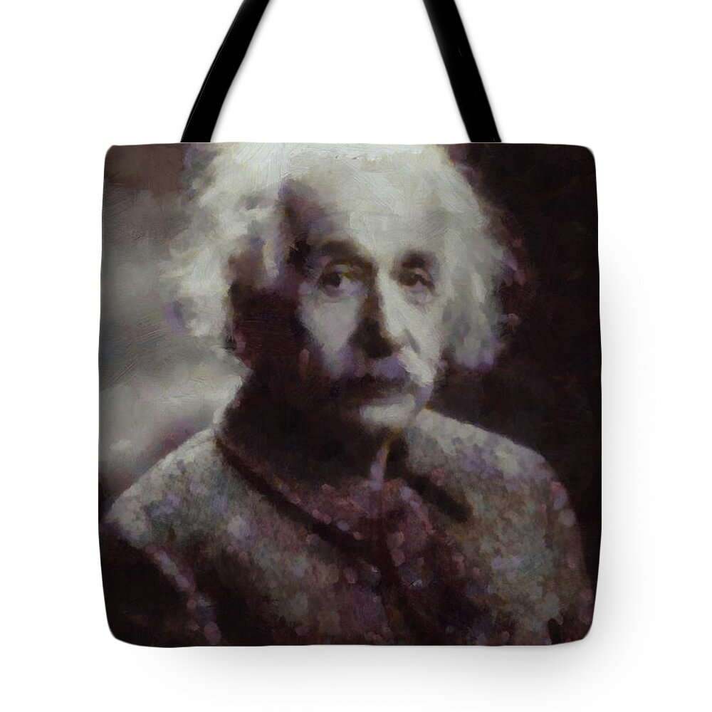 Actress Tote Bag featuring the painting Albert Einstein by Esoterica Art Agency