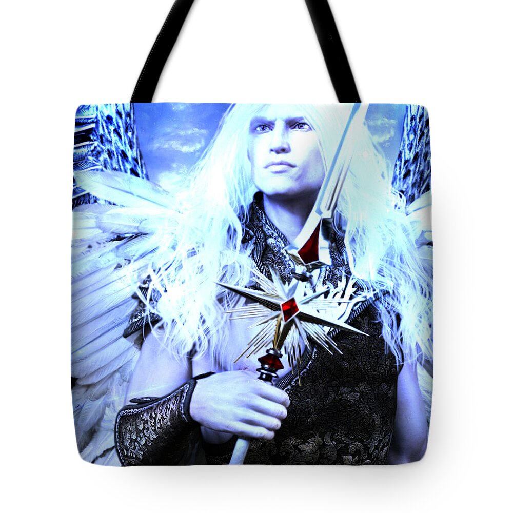 Angel Tote Bag featuring the painting Albino Angel 2 by Suzanne Silvir