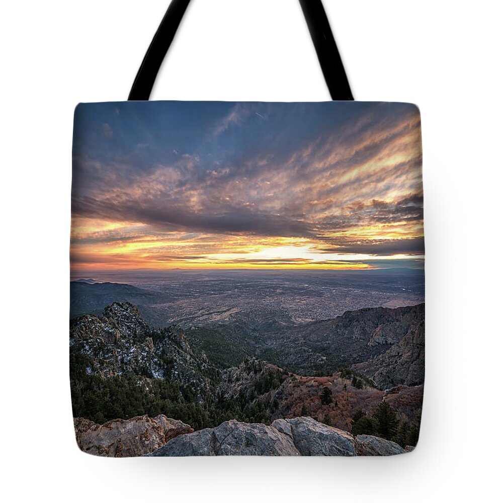 Albuquerque Tote Bag featuring the photograph Albuquerque Sunset by Framing Places