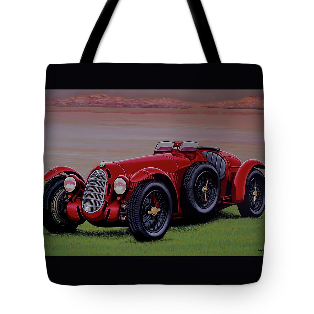 Alfa Romeo 8c 2900a Botticella Spider 1936 Tote Bag featuring the painting Alfa Romeo 8C 2900A Botticella Spider 1936 Painting by Paul Meijering