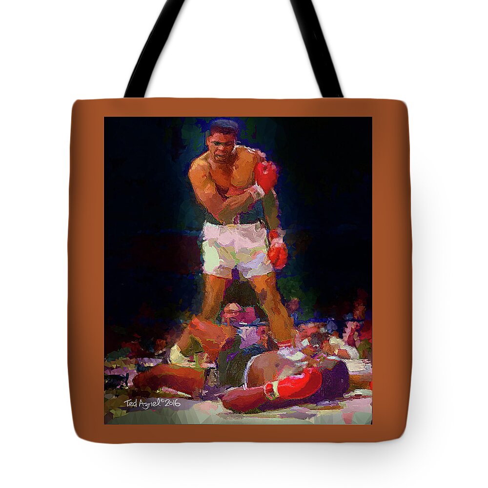 Muhammad Ali Tote Bag featuring the painting Ali by Ted Azriel