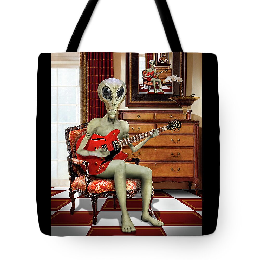 Aliens Tote Bag featuring the photograph Alien Vacation - We Roll With Jazz by Mike McGlothlen