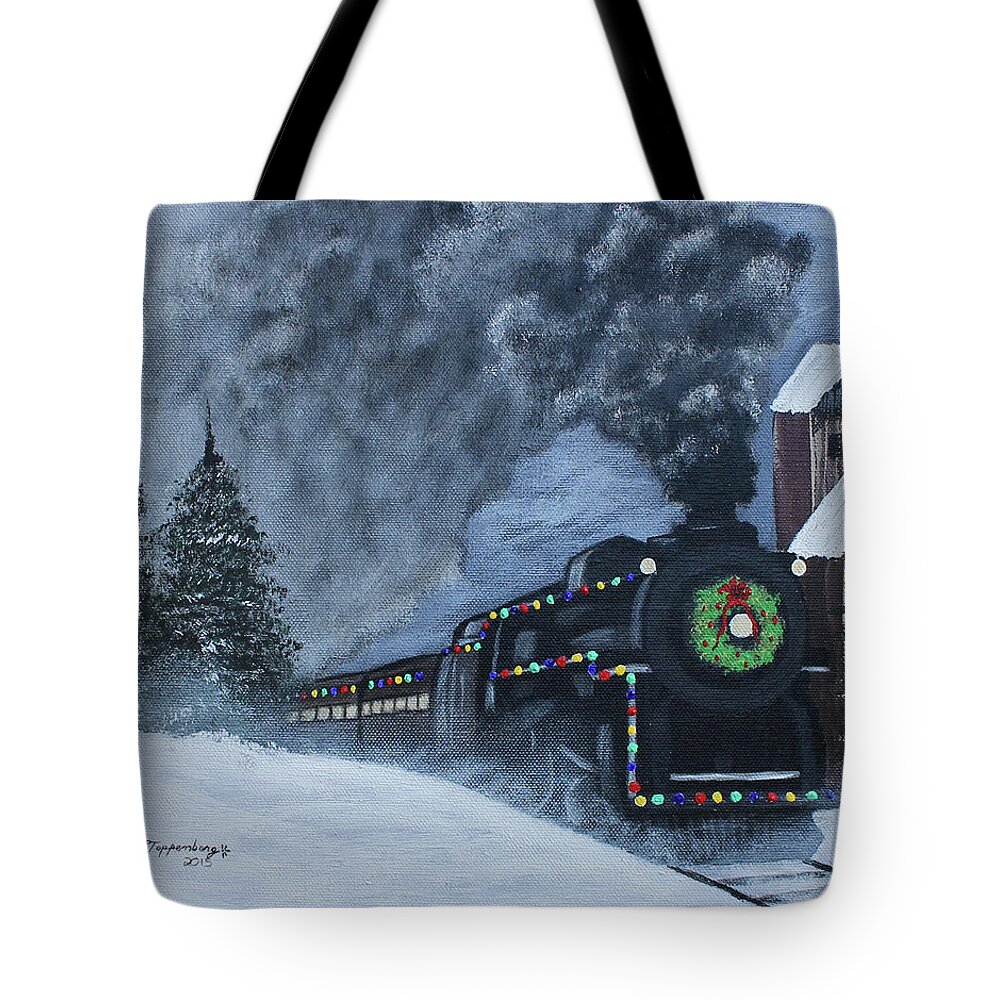Christmas Tote Bag featuring the painting All Aboard by Melissa Toppenberg