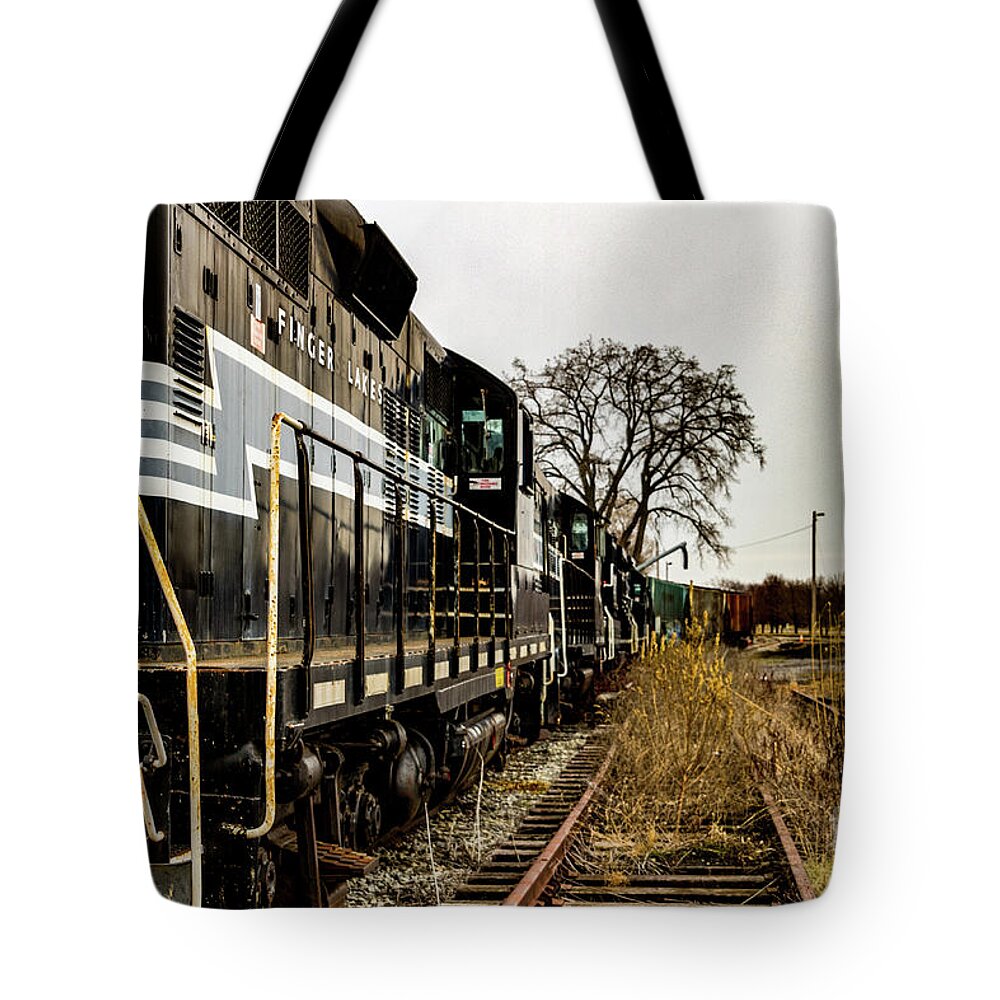 Engine Tote Bag featuring the photograph All Aboard by William Norton