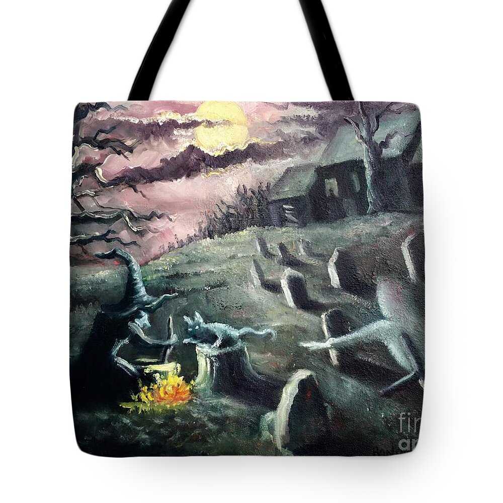 Halloween Tote Bag featuring the painting All Hallow's Eve by Rand Burns