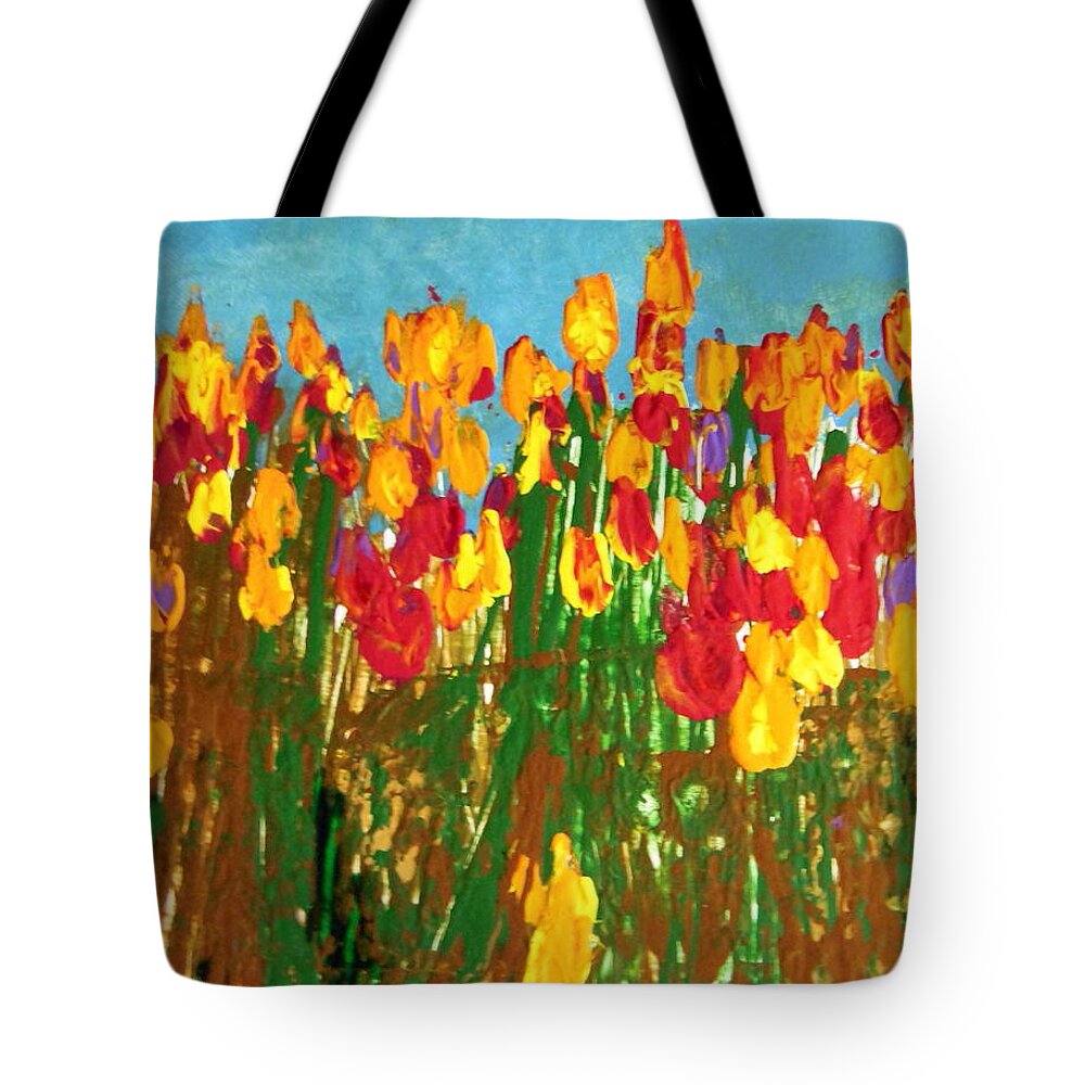 Yellow Tote Bag featuring the painting All of the Flowers by Aimee Bruno