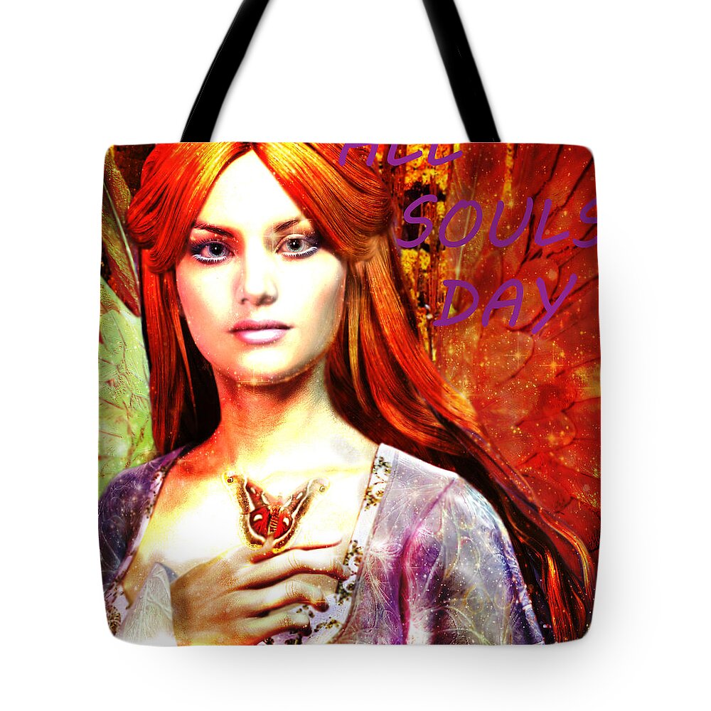 Angel Tote Bag featuring the painting All Souls Day Angel by Suzanne Silvir
