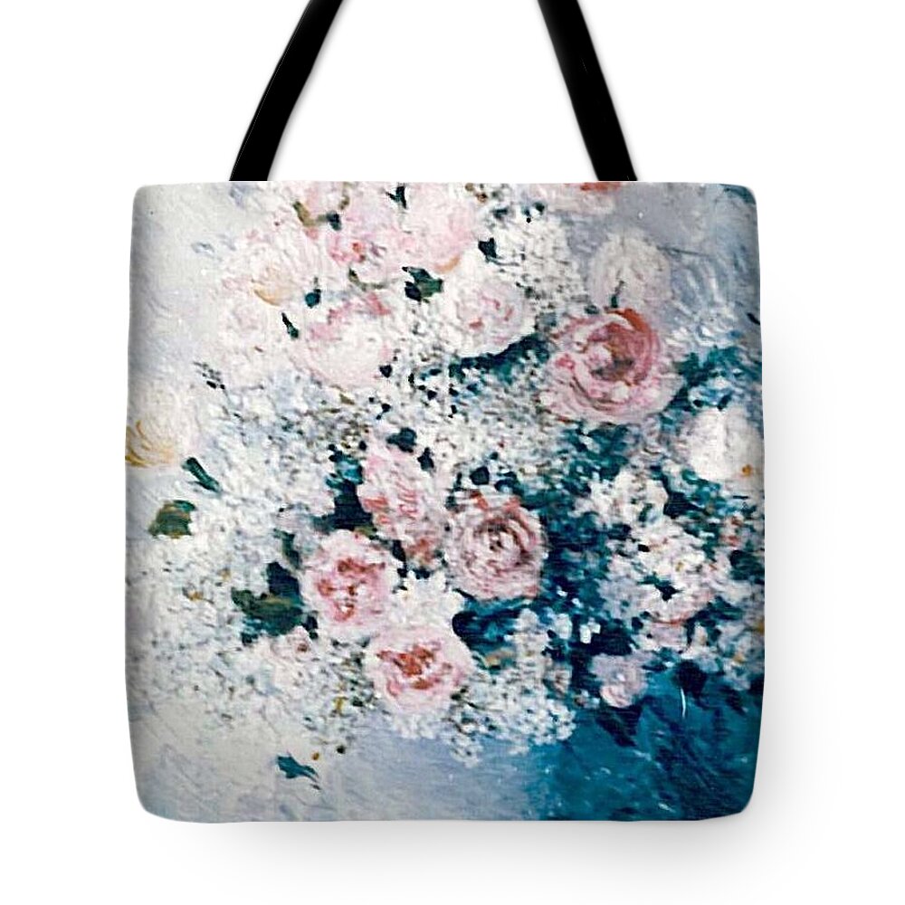 Flower Tote Bag featuring the painting All white by Sorin Apostolescu