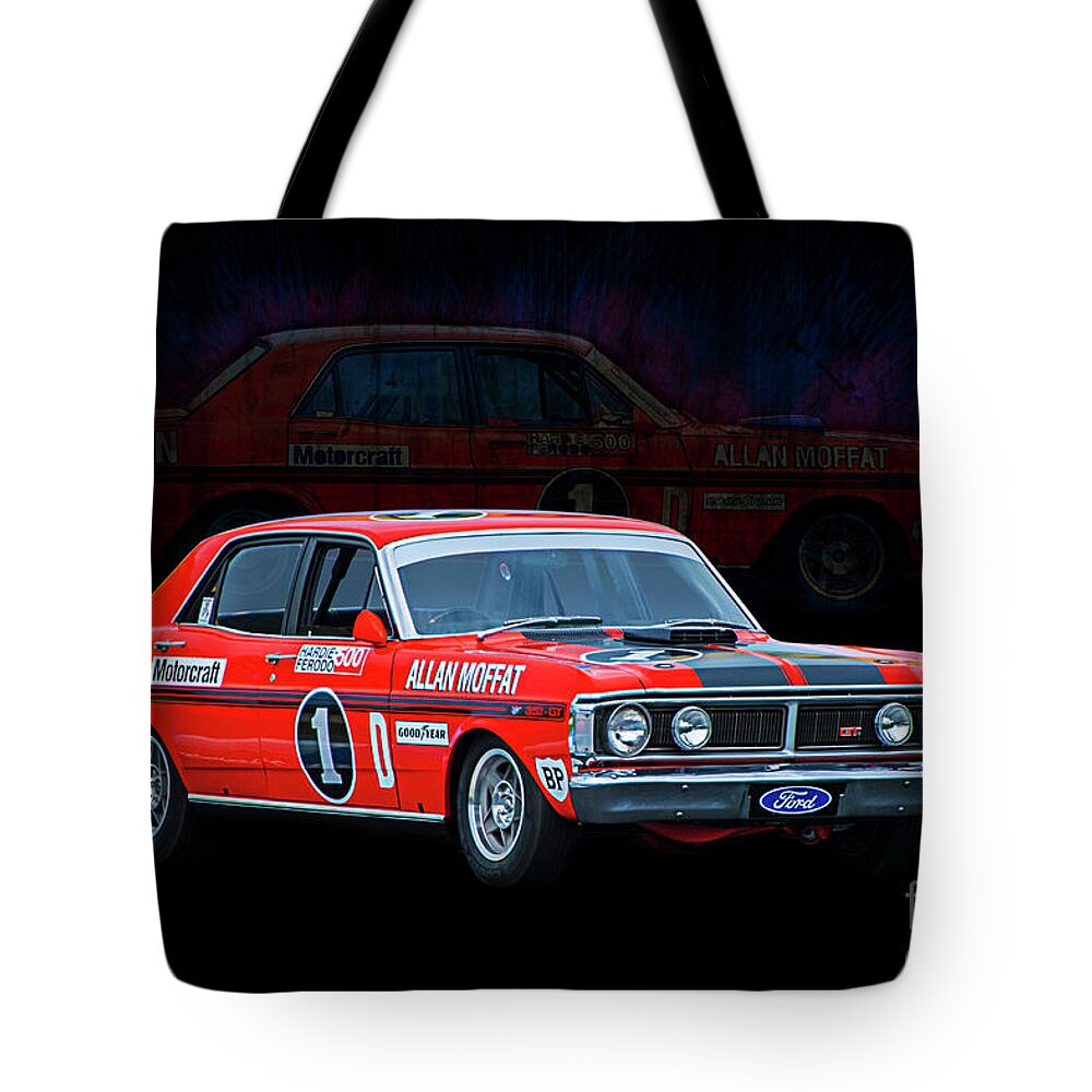 Ford Tote Bag featuring the photograph Allan Moffat Ford Falcon XY GTHO Phase III by Stuart Row