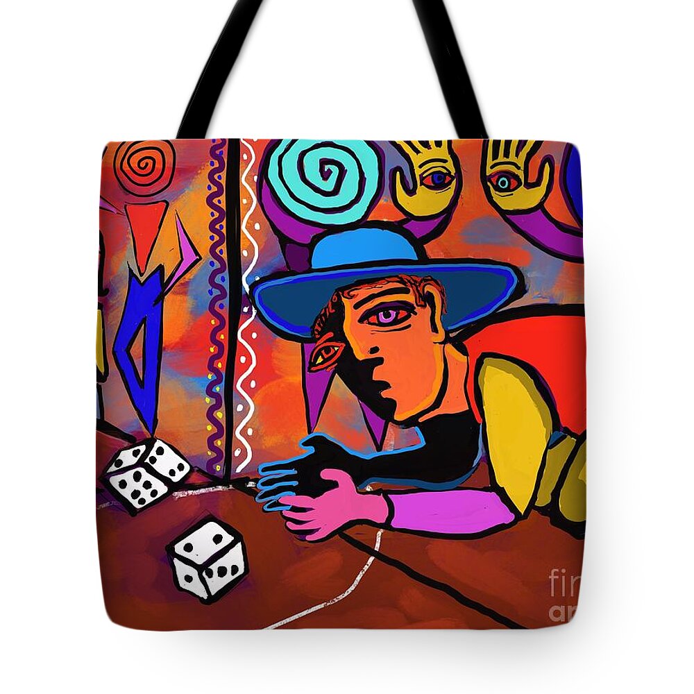 Dice Tote Bag featuring the digital art Alley Game by Hans Magden