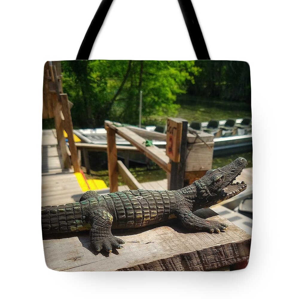 Alligator Tote Bag featuring the photograph Alligator by Mary Capriole