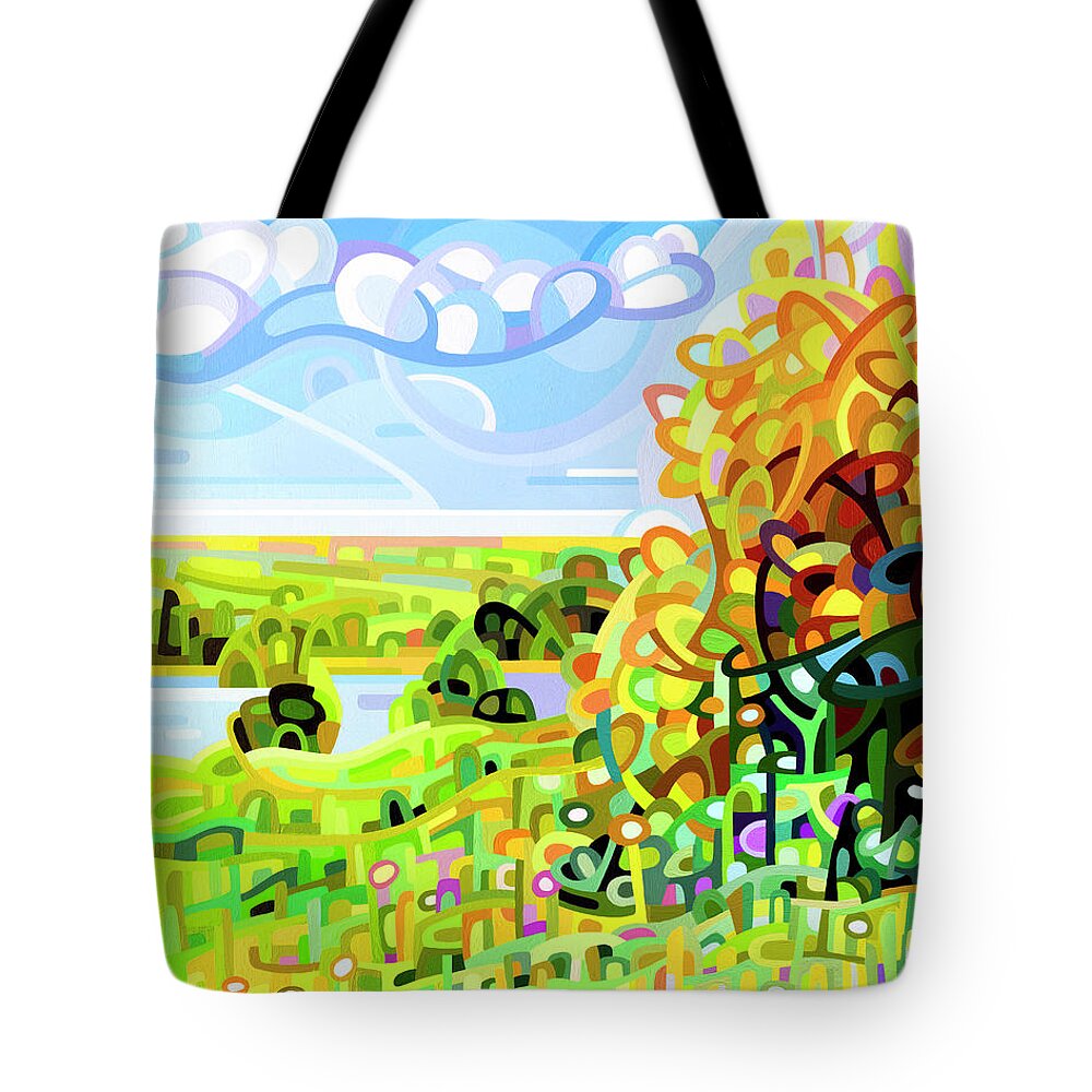Original Tote Bag featuring the painting Almost Autumn by Mandy Budan