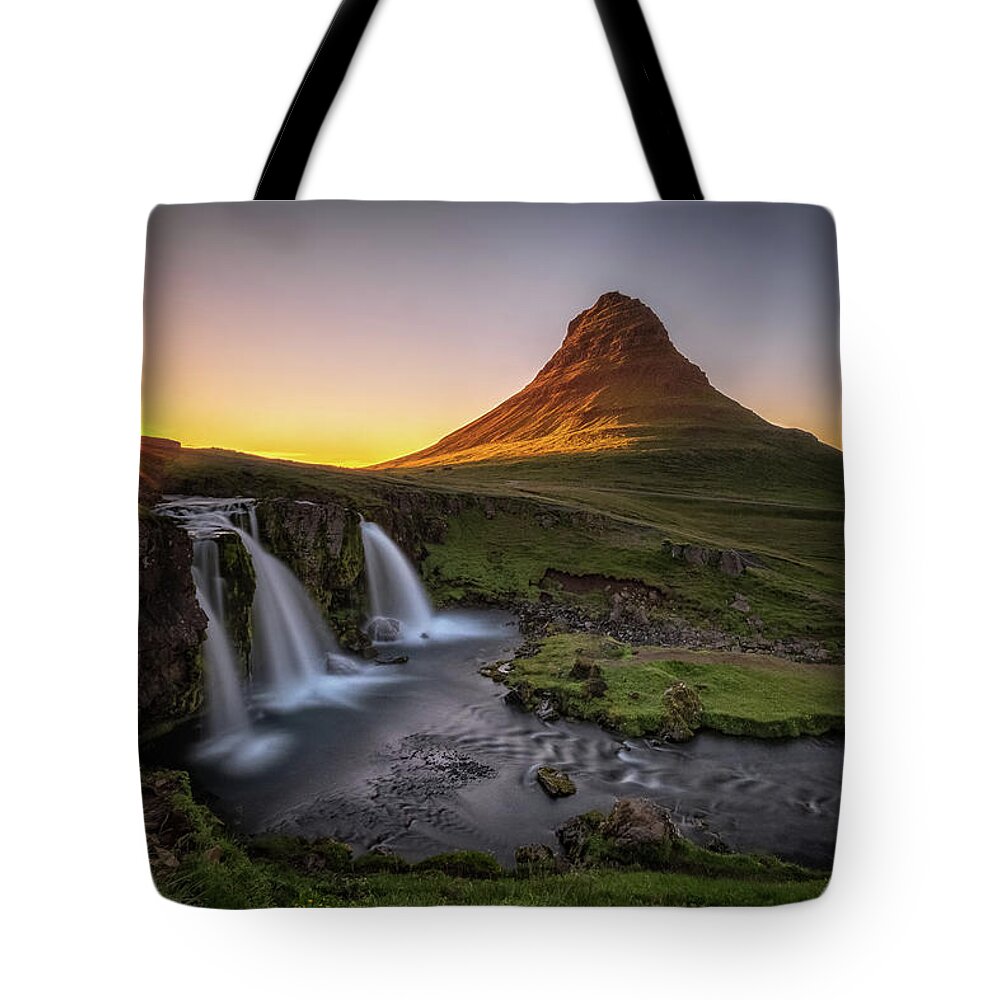 Iceland West Region Tote Bag featuring the photograph Almost Midnight by Neil Shapiro