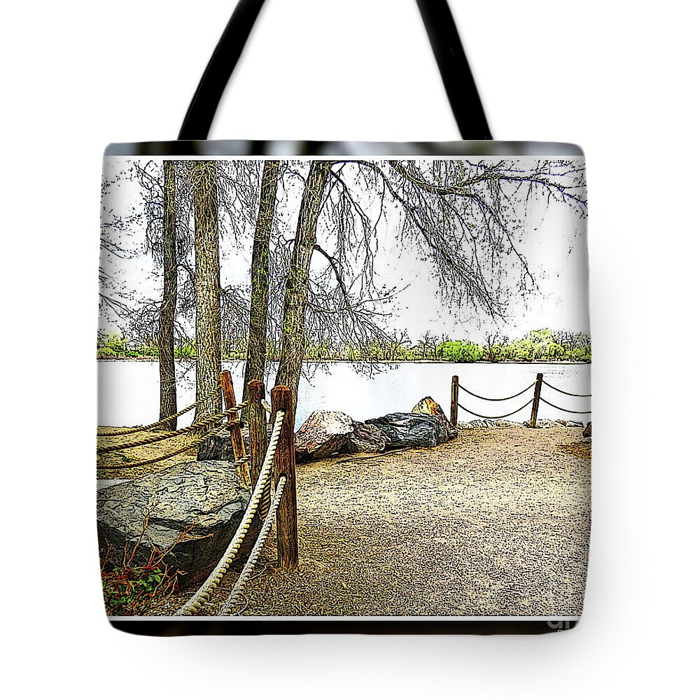 Colorado Tote Bag featuring the digital art Almost spring at Lafayette Lake by Deb Nakano