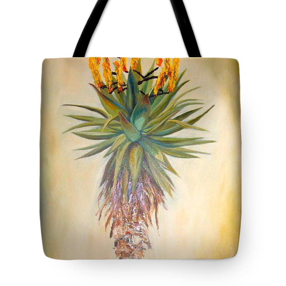 Aloe Tote Bag featuring the painting Aloe in the sunlight by Sunel De Lange