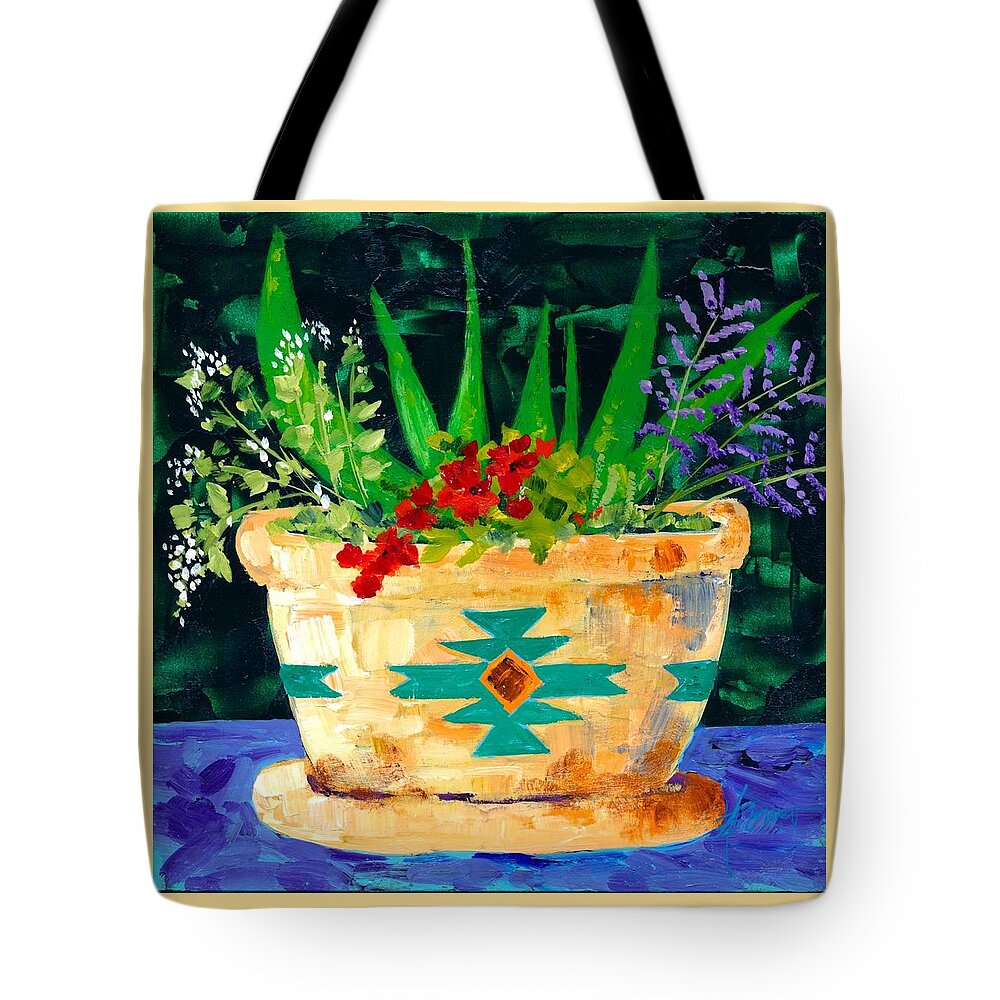 Southwestern Decor Tote Bag featuring the painting Aloe Vera and Friends by Adele Bower