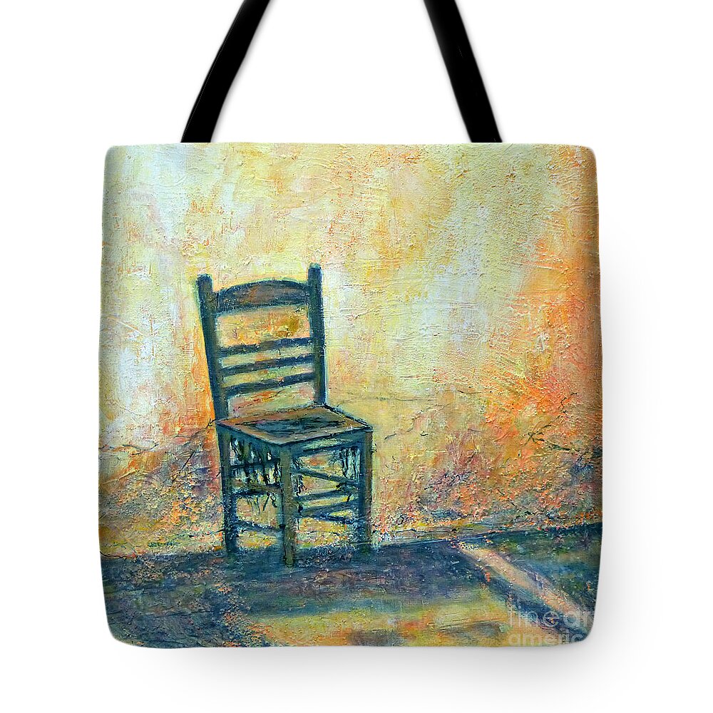 Greece Tote Bag featuring the painting Alone Koroni by Jackie Sherwood