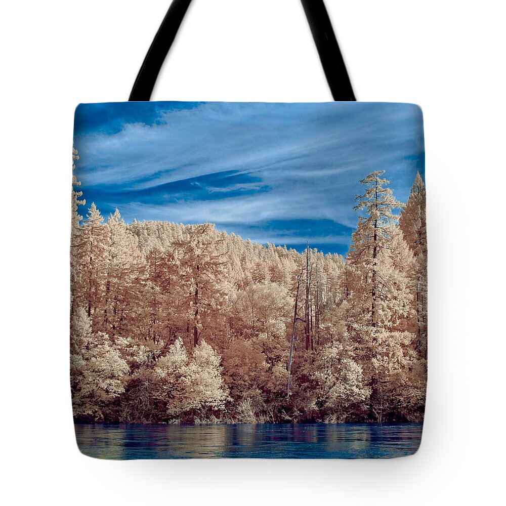 Greg Nyquist Tote Bag featuring the photograph Along the Smith River in Infrared by Greg Nyquist