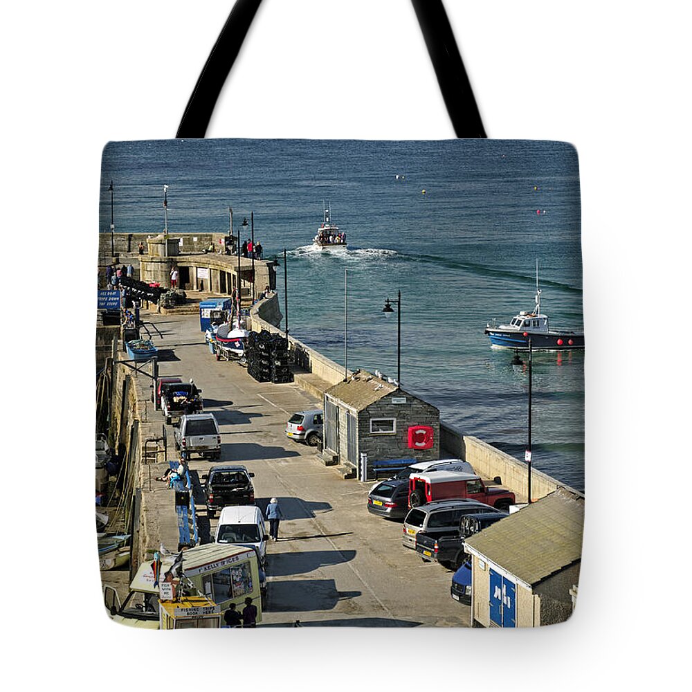 Britain Tote Bag featuring the photograph Along The South Pier - Newquay Harbour by Rod Johnson