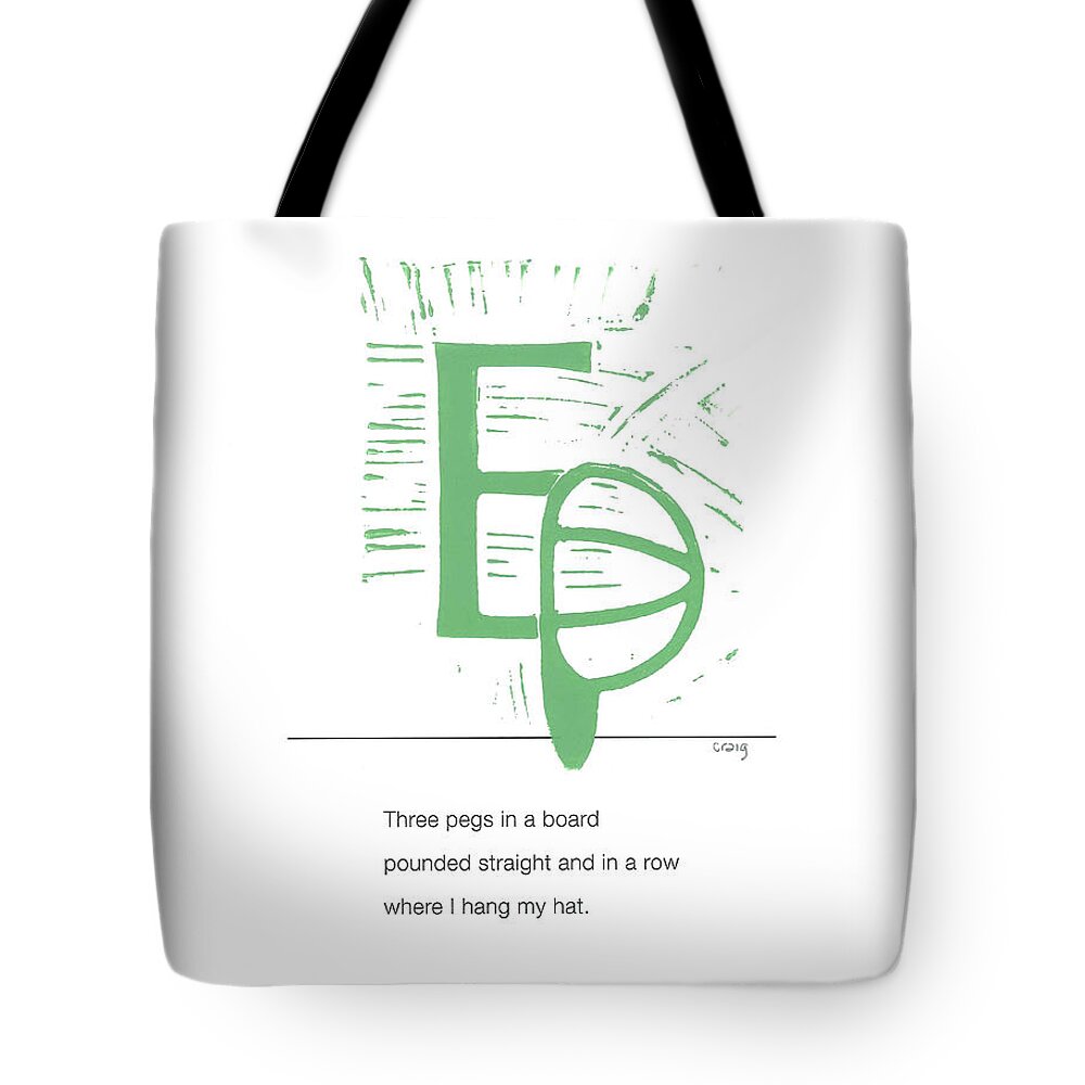 Alphabet Tote Bag featuring the painting Alphabet Haiku Letter E by Carrie MaKenna