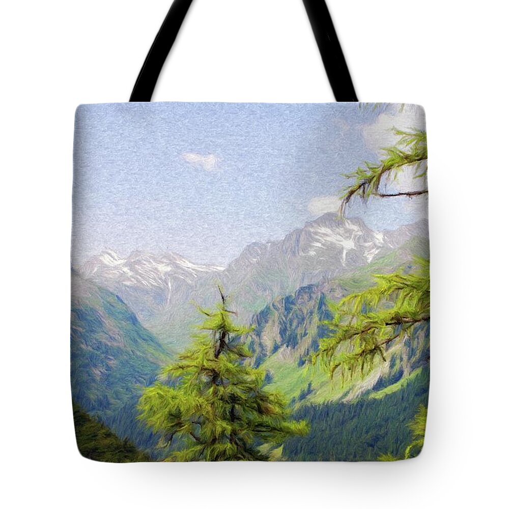 Alpine Tote Bag featuring the painting Alpine Altitude by Jeffrey Kolker