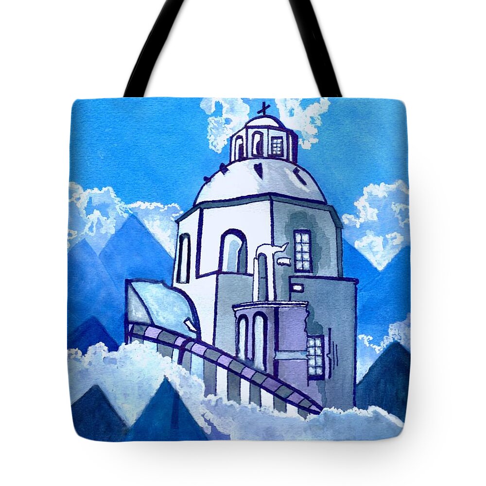 Blue Sky Tote Bag featuring the painting Already in heaven by Connie Valasco