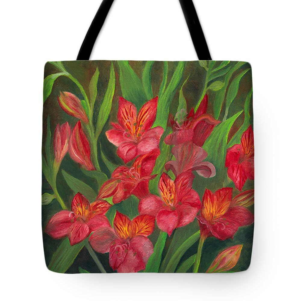Flower Tote Bag featuring the painting Alstroemeria by FT McKinstry