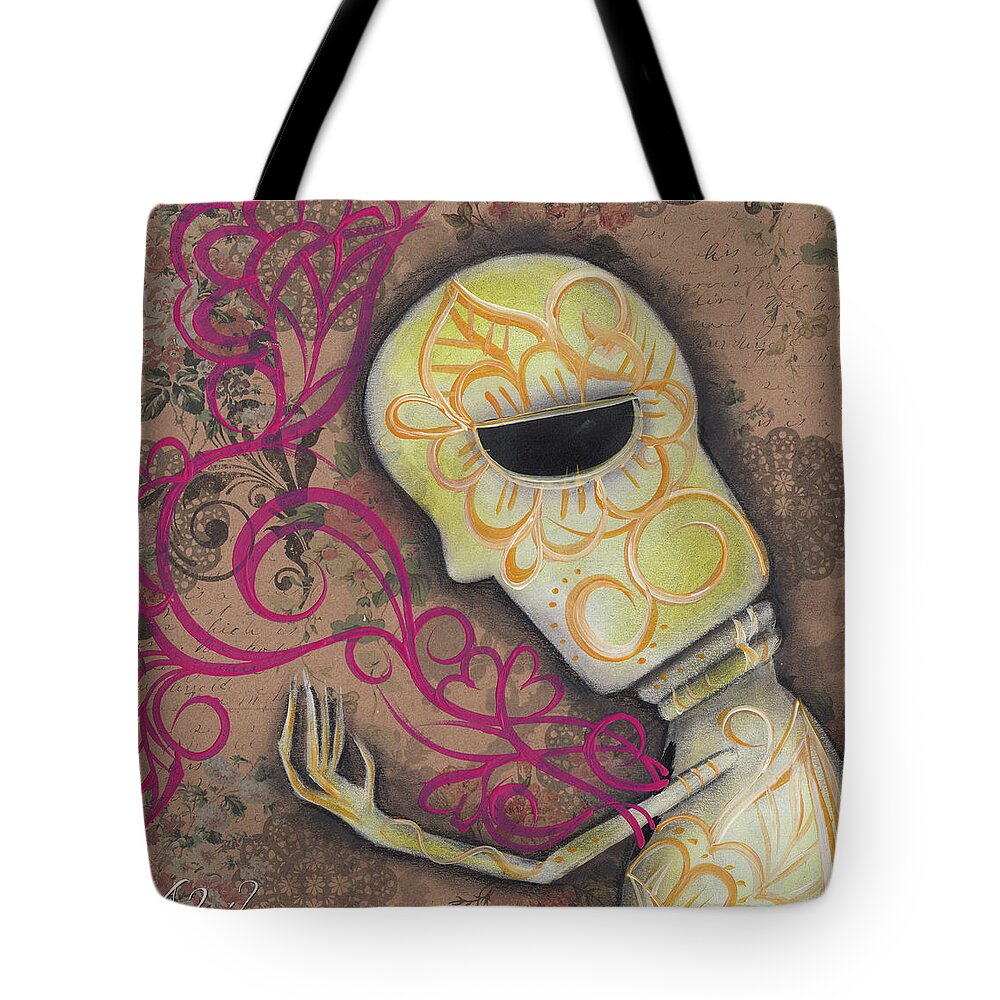 Day Of The Dead Tote Bag featuring the painting Always alone by Abril Andrade