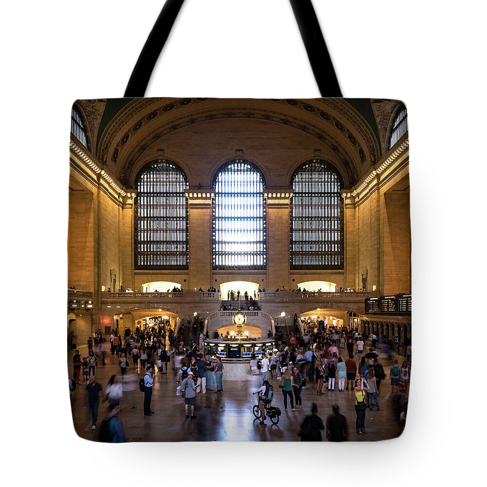 Nyc Tote Bag featuring the photograph Always Moving by AJS Photography