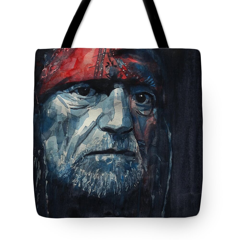 Willie Nelson Tote Bag featuring the painting Always On My Mind - Willie Nelson by Paul Lovering