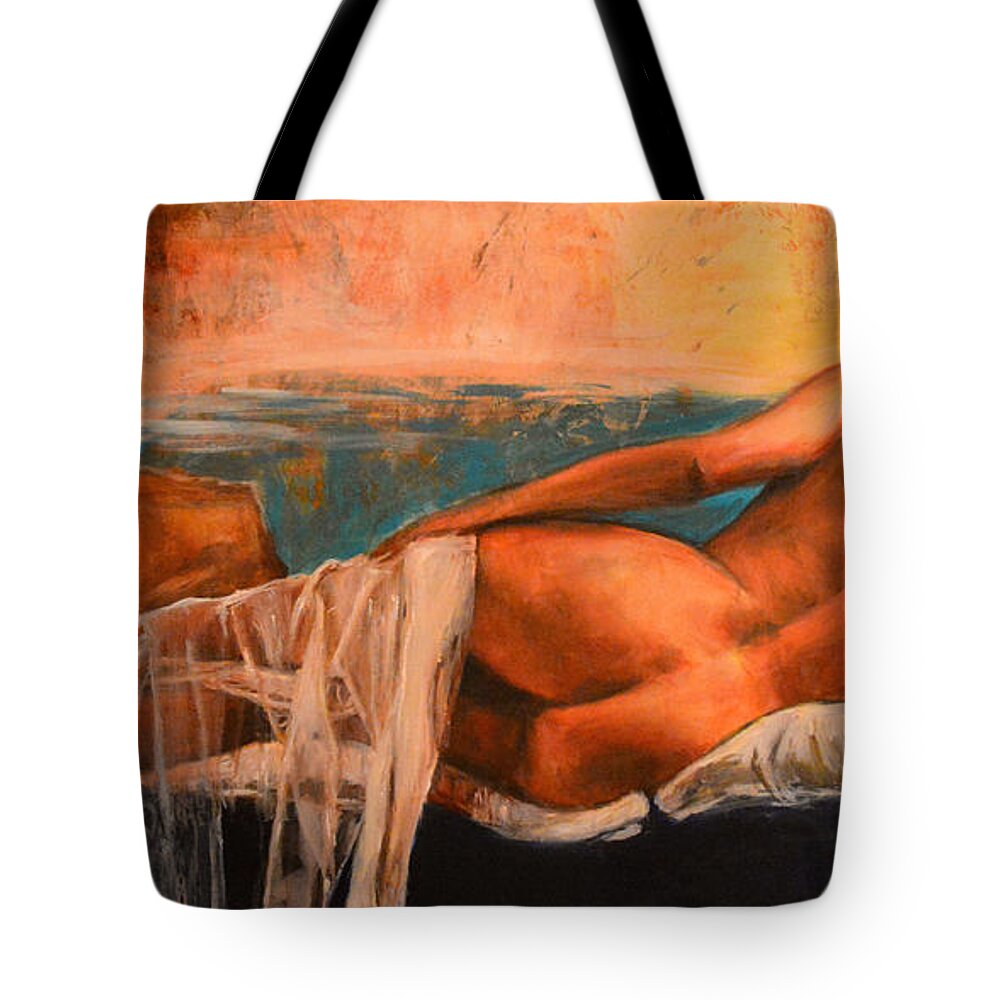 Nude Tote Bag featuring the painting Amarezza by Escha Van den bogerd